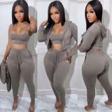 Crop Hoodies +Jogger Pant 3 Piece Tracksuit