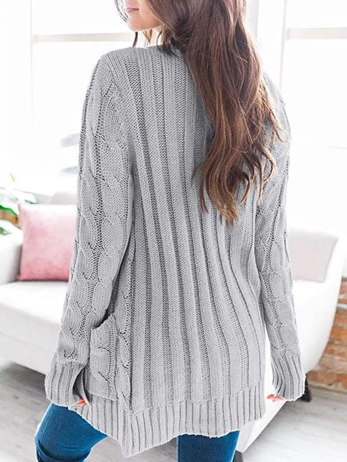 Casual Solid Button Cardigan Sweater Coat