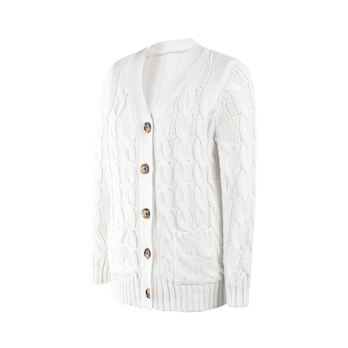 Casual Solid Button Cardigan Sweater Coat