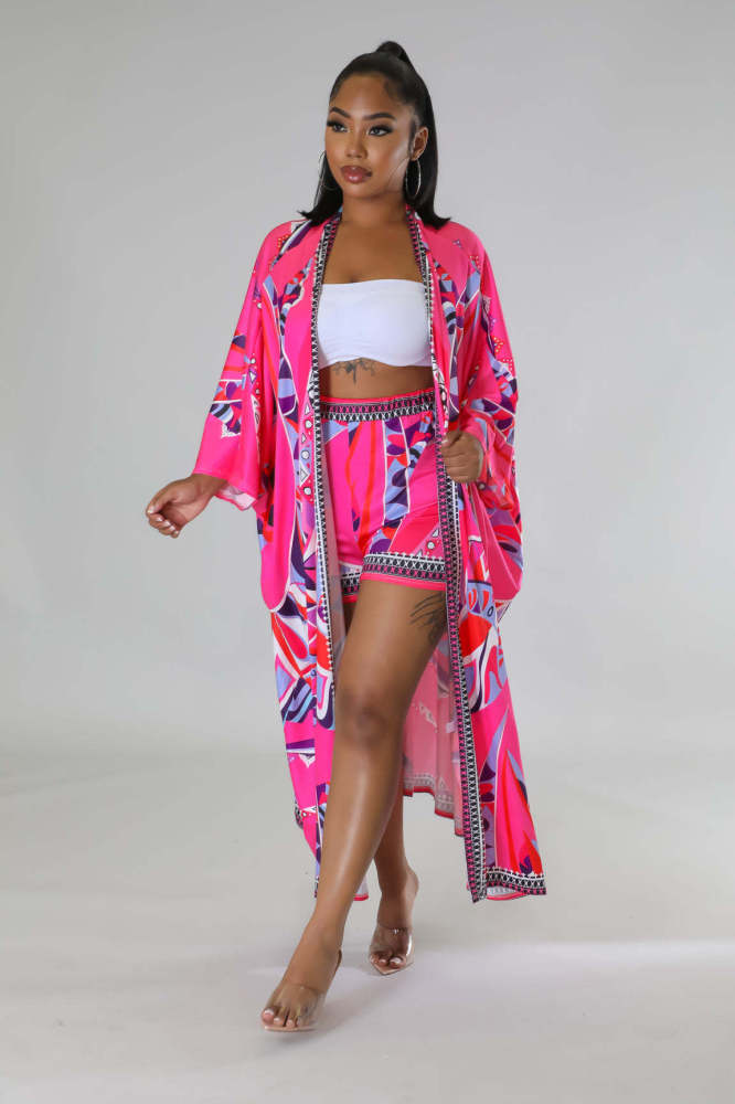 Sexy Positioning Printed jacket Shorts Two-piece Set