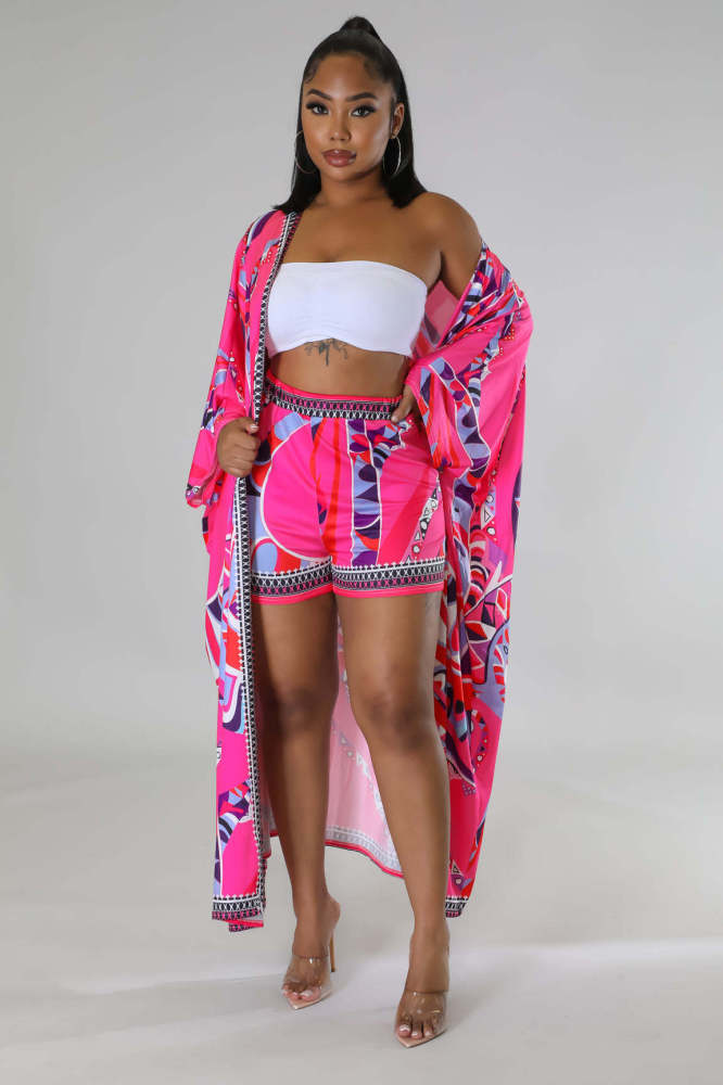 Sexy Positioning Printed jacket Shorts Two-piece Set