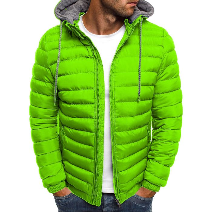 Men's Solid Hooded Cotton Jacket