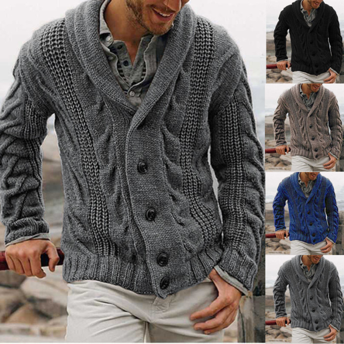 Men's Casual Single Breasted Lapel Sweater Cardigan