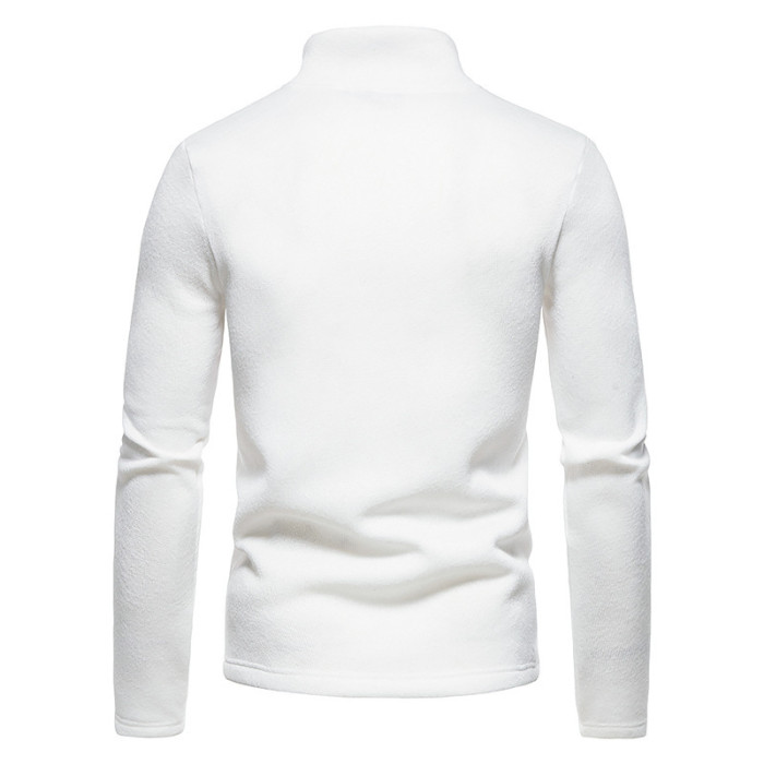 Sweater Zipper Design Solid Color High Neck Knitted Bottoming Shirt
