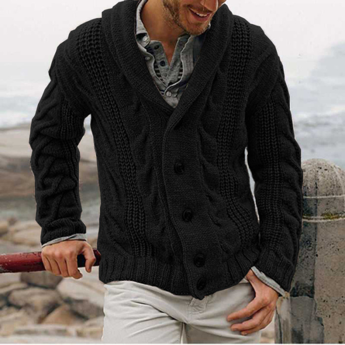 Men's Casual Single Breasted Lapel Sweater Cardigan