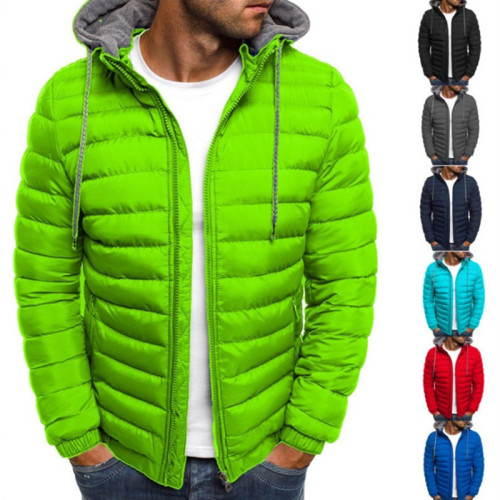 Men's Solid Hooded Cotton Jacket