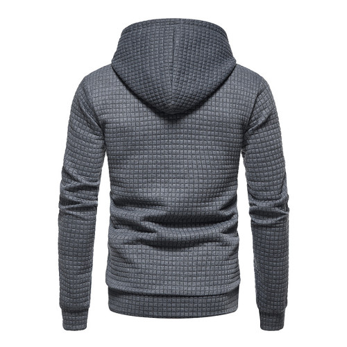 Men's Casual Plaid Quilted Hooded Sweater