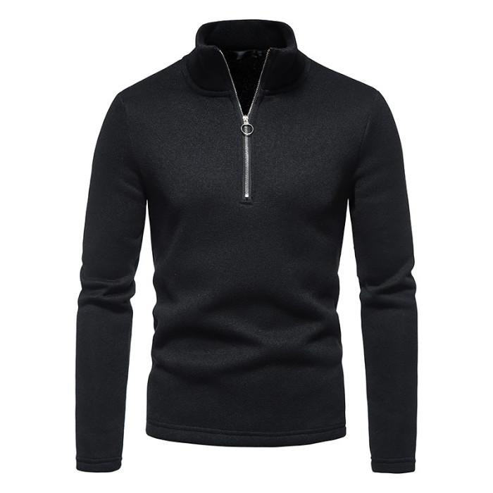 Sweater Zipper Design Solid Color High Neck Knitted Bottoming Shirt