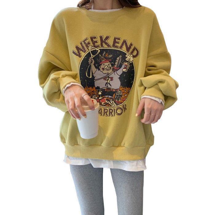 Autumn and Winter Velvet Sweater Female Cartoon student Shirt