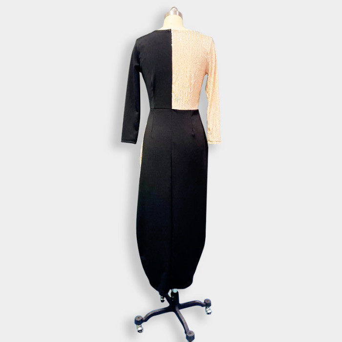 Sequin Patchwork Midi Dress