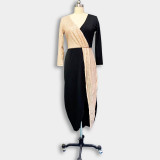 Sequin Patchwork Midi Dress