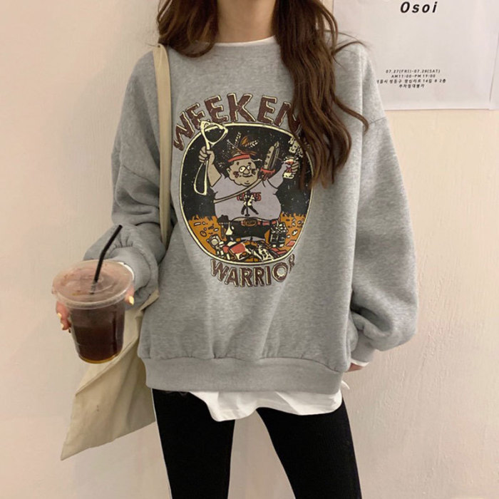 Autumn and Winter Velvet Sweater Female Cartoon student Shirt