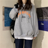 LETTERPRINT THIN LOOSE HOODED SWEATER COAT