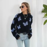 Women's Broken Butterfly Jacquard Short Sweater