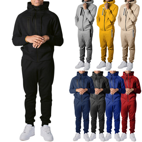 Customizable Logo Men's Hooded Sweatshirt Vertical Strip Decoration Duit Jogging Sportswear