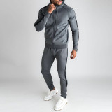 Customizable Logo Men's Hooded Patchwork Sports Suit