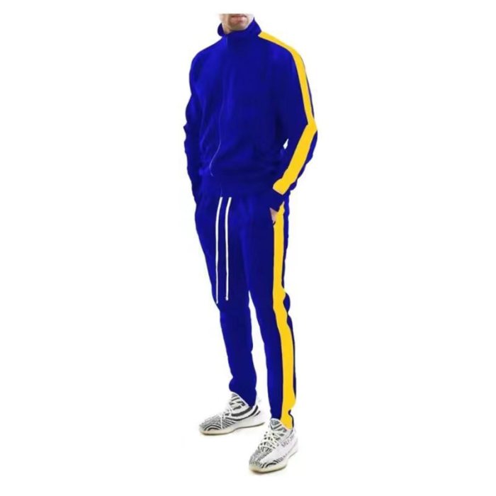 Customizable Logo Men's Color Blocking Stand Collar Sports Suit
