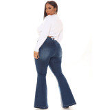 Women Color blocking Denim Flared Pants