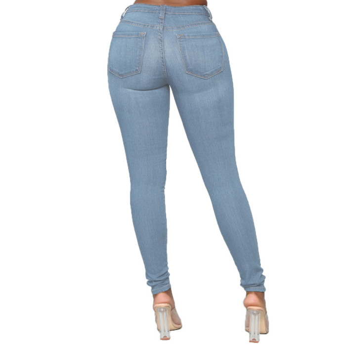 Elasticity High Rise Skinny  Fly Jeans