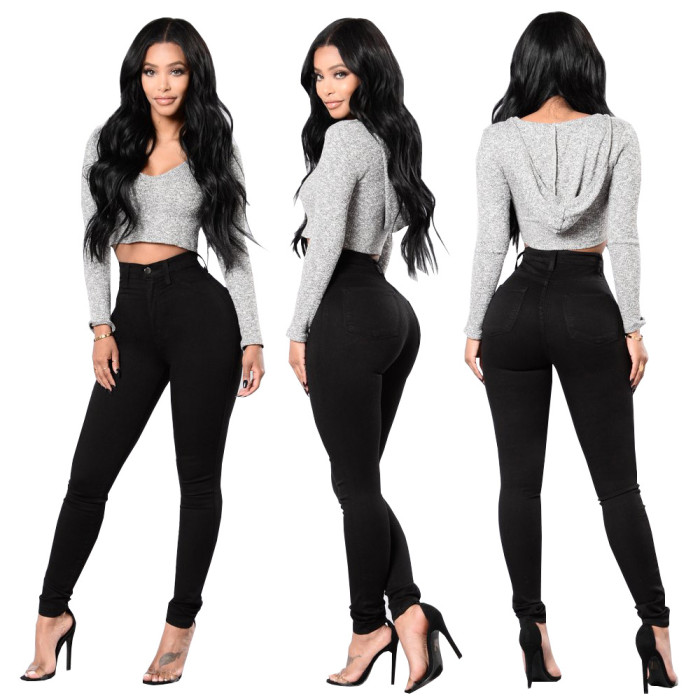 Elasticity High Rise Skinny  Fly Jeans