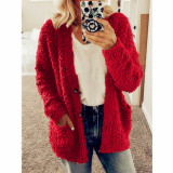 Open Front Plush Oversize Cardigan