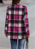 Loose Plaid Fleece Long Sleeve Pocket Jacket