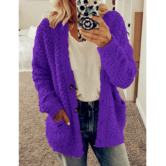 Open Front Plush Oversize Cardigan