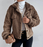 Solid Color Plush Fleece Button up Jacket