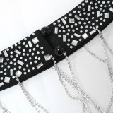 Sexy Beaded Halter Neck Chain Backless Bodycon Dress