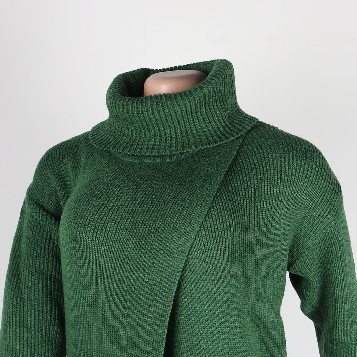 High Collar Knit Long Sweater