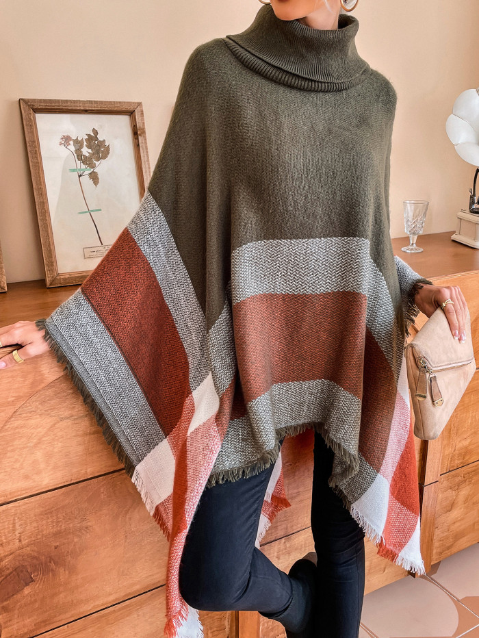 Oversize knitted poncho cape cloak