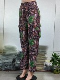 Multicolor Print Casual Cargo Pants