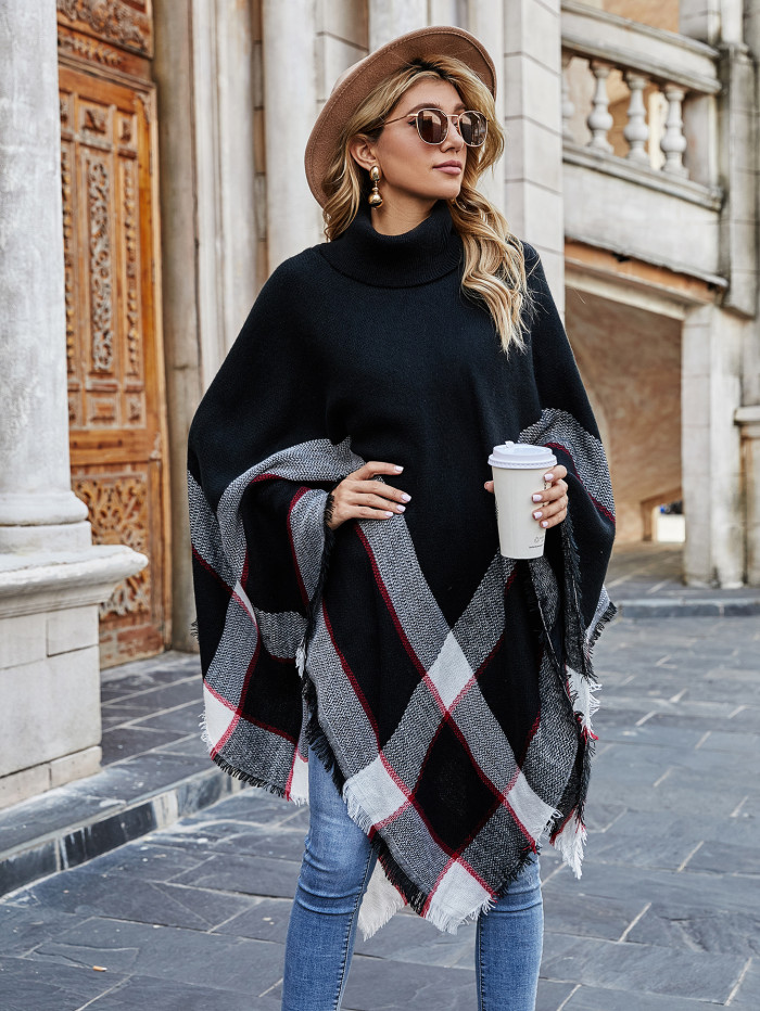 Oversize knitted poncho cape cloak