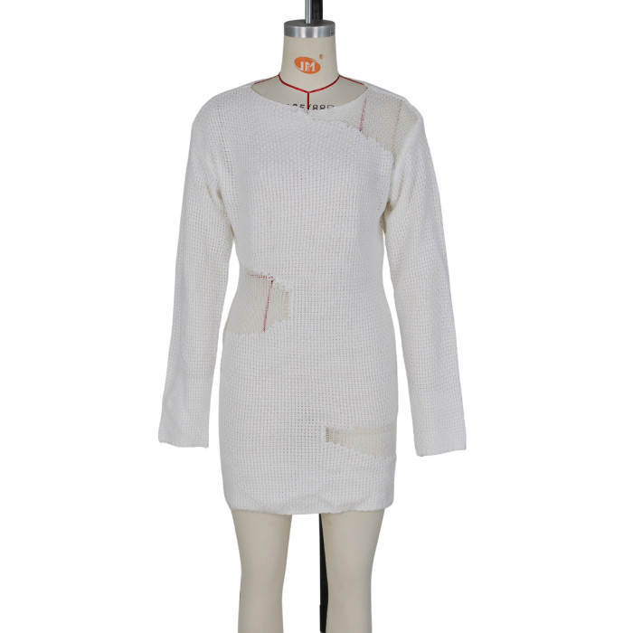 Elegant Casual Mesh Knit Short Dress