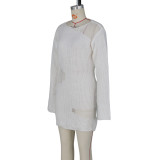 Elegant Casual Mesh Knit Short Dress