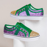 Low Heel Flat Bottom Round Head Color Contrast Low Top Shoes