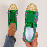 Low Heel Flat Bottom Round Head Color Contrast Low Top Shoes