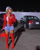 Y2K Letter Print Varsity Crop Jackt
