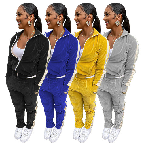 Velour Velvet Zipper Tracksuit Joggingsuit