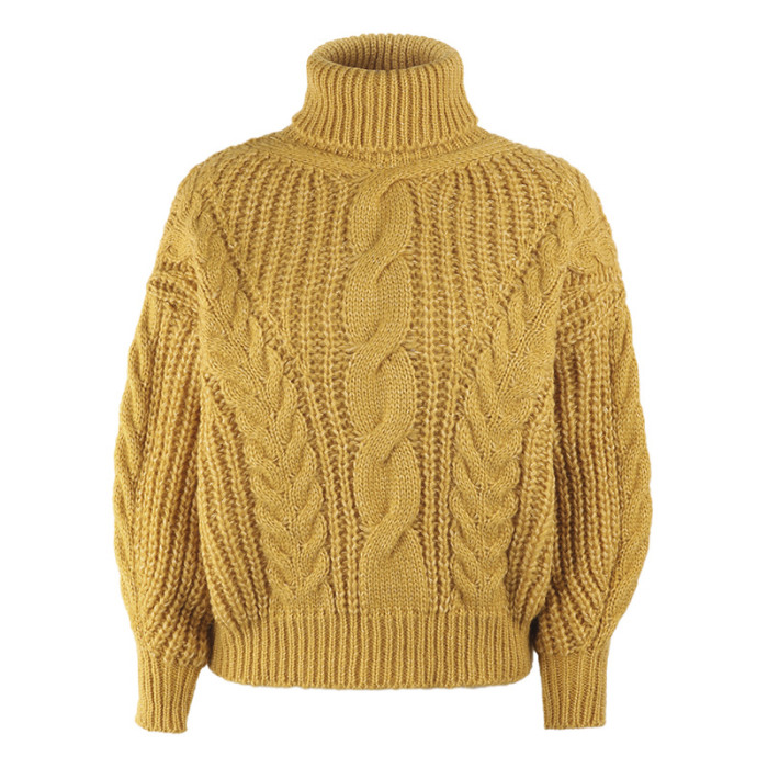 High Collar Knitted Women's Sweater