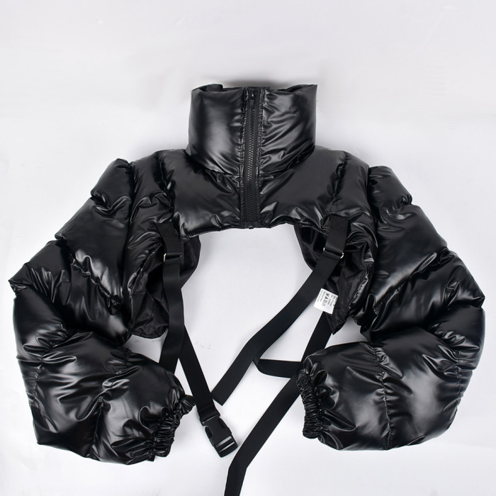 Winter Stand Collar Long Sleeve Zip Turtleneck Padded Jacket