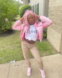 Y2K Letter Print Varsity Crop Jackt