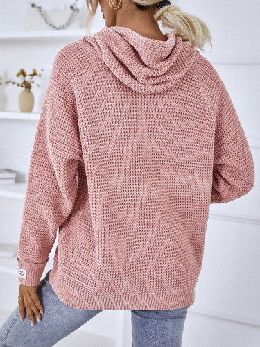 Solid Color Knit Hoodie Sweater