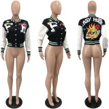 Positioning Print Press Button Fashion Casual Thread Baseball Top