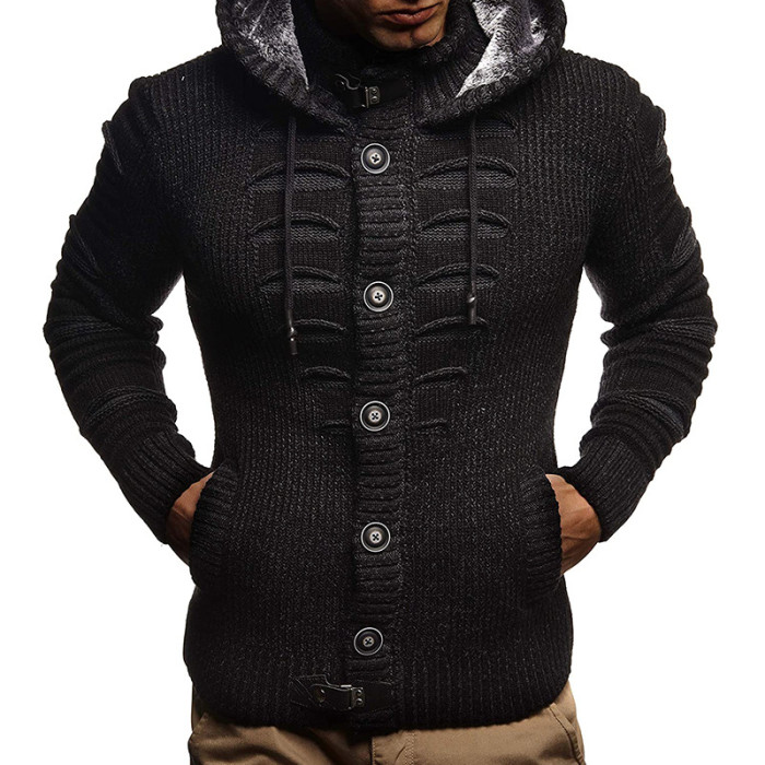 Thick Sweater Cardigan With Hooded