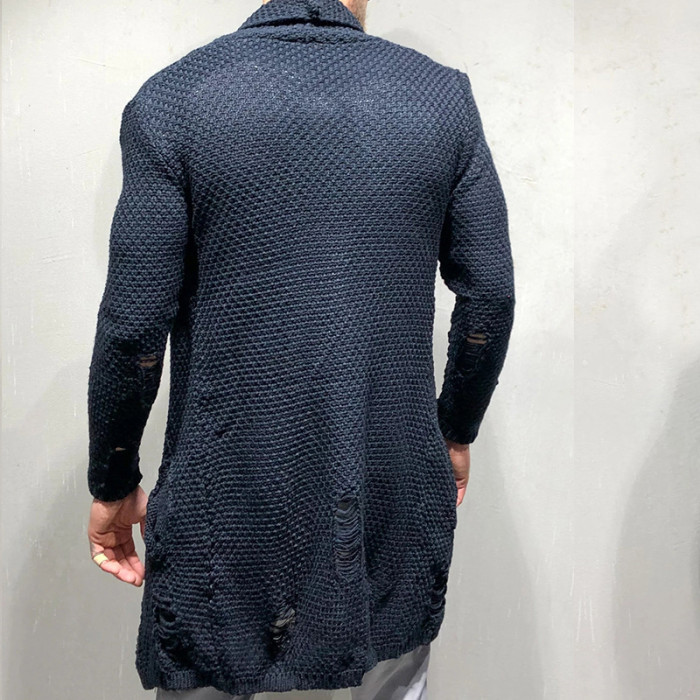 Ripped Knit Cardigan Sweater