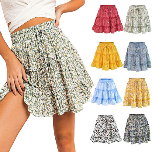 Floral Print Pleated Mini Skirt