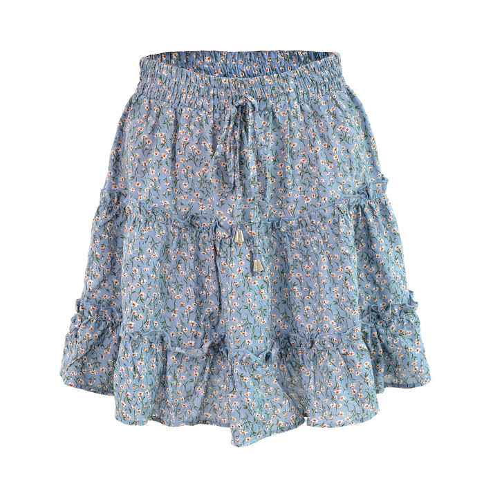 Floral Print Pleated Mini Skirt