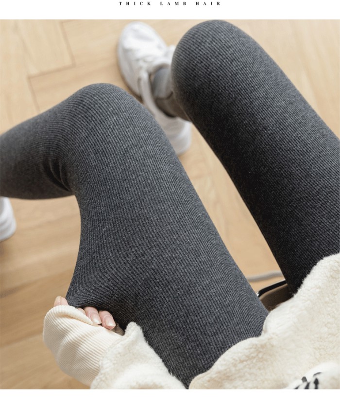 Winter Thickened Thread Elastic Plush Warm Trousers