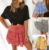 Floral Print Pleated Mini Skirt